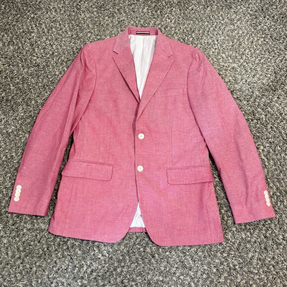 TOMMY HILFIGER Mens Blazer Sport Coat Jacket 38R Pink Cotton Two Button NEW - Picture 1 of 5